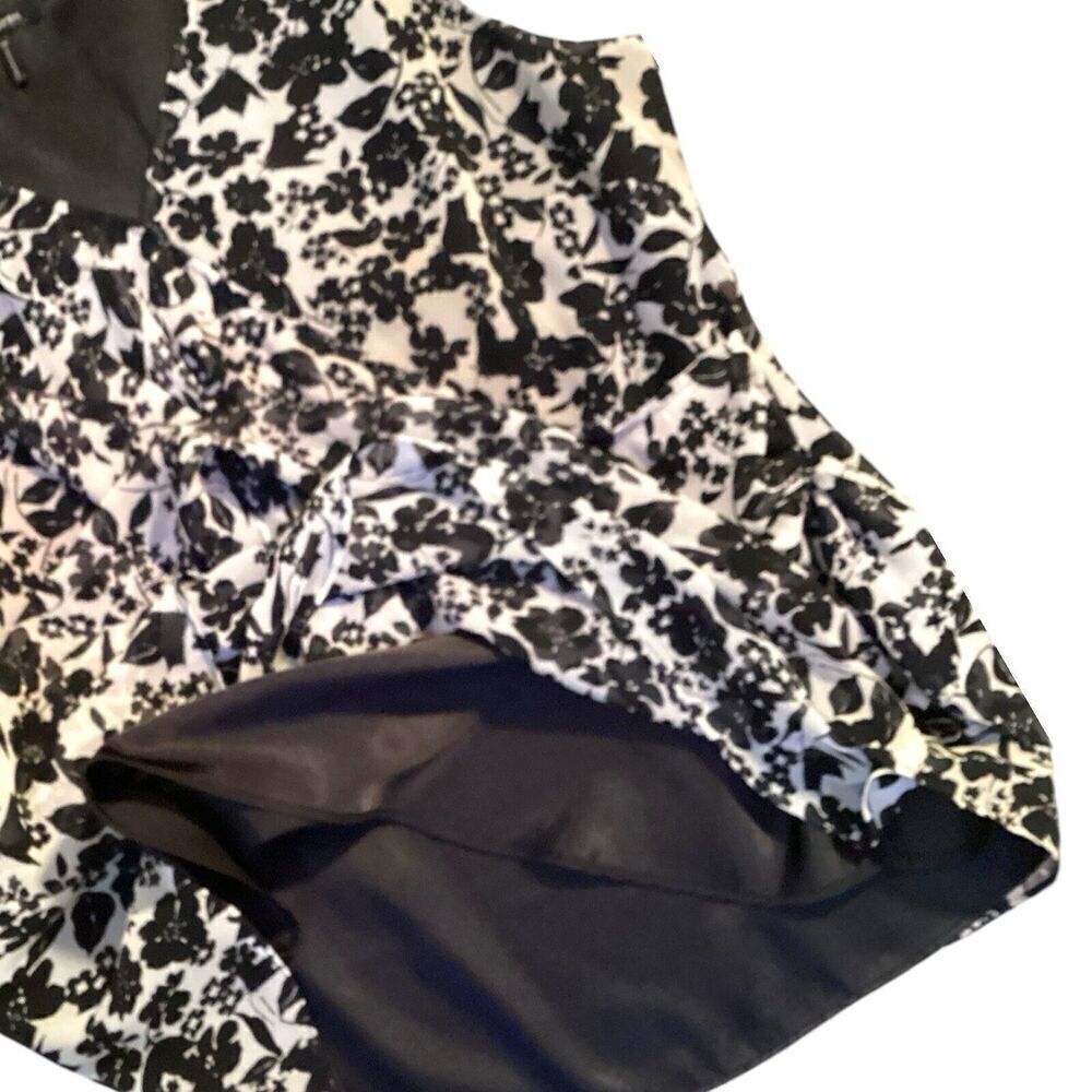 daisy fuentes Women’s Sleeveless Ruffled Top Black Cream Lined Blouse Size 1X - Picture 5 of 5